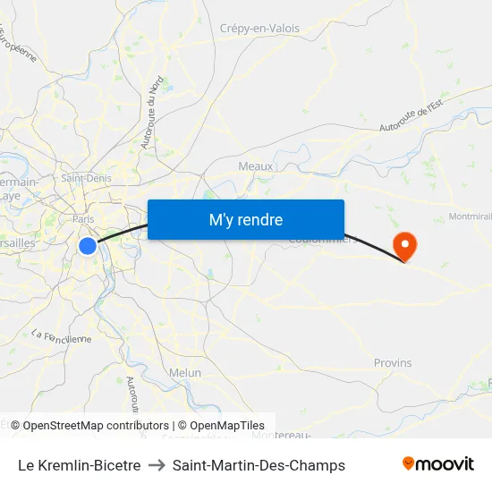 Le Kremlin-Bicetre to Saint-Martin-Des-Champs map