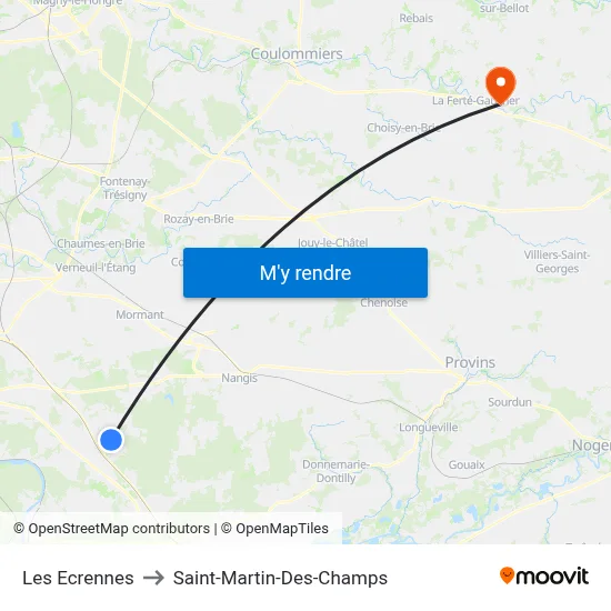 Les Ecrennes to Saint-Martin-Des-Champs map