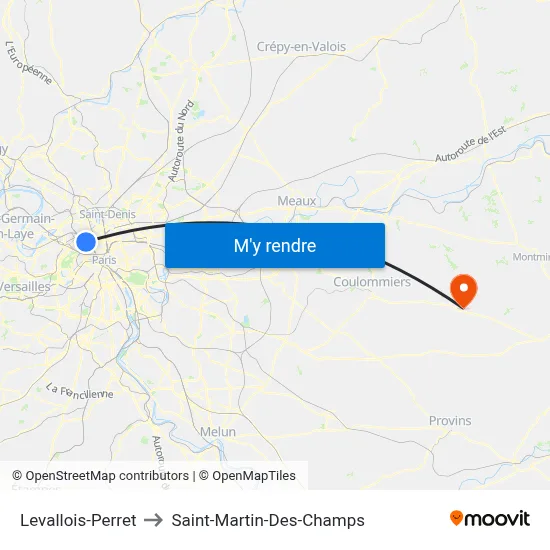 Levallois-Perret to Saint-Martin-Des-Champs map