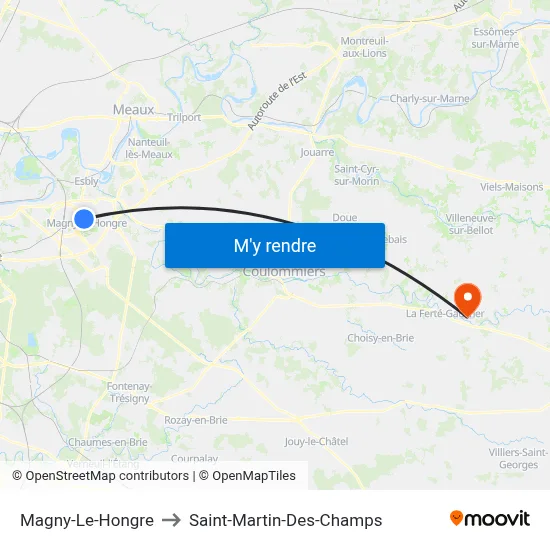 Magny-Le-Hongre to Saint-Martin-Des-Champs map