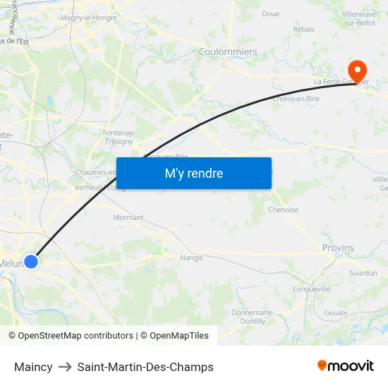 Maincy to Saint-Martin-Des-Champs map
