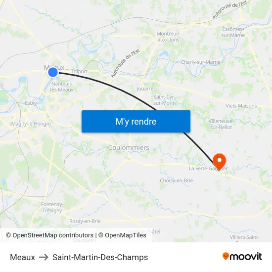 Meaux to Saint-Martin-Des-Champs map