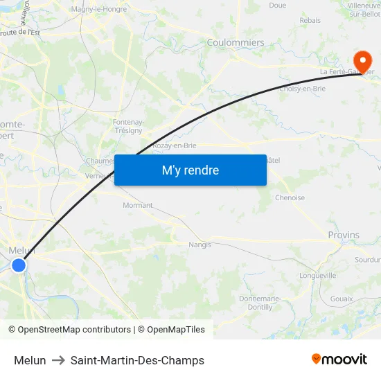 Melun to Saint-Martin-Des-Champs map