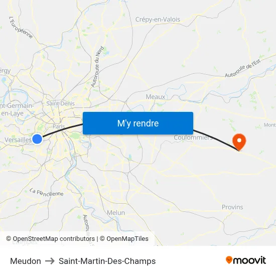 Meudon to Saint-Martin-Des-Champs map