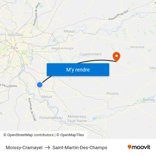 Moissy-Cramayel to Saint-Martin-Des-Champs map