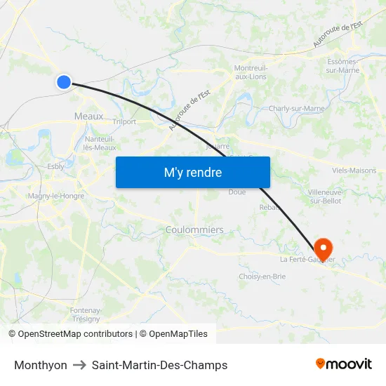 Monthyon to Saint-Martin-Des-Champs map