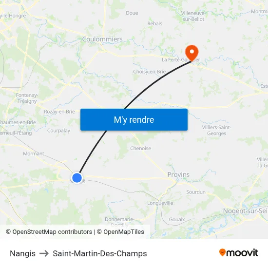 Nangis to Saint-Martin-Des-Champs map