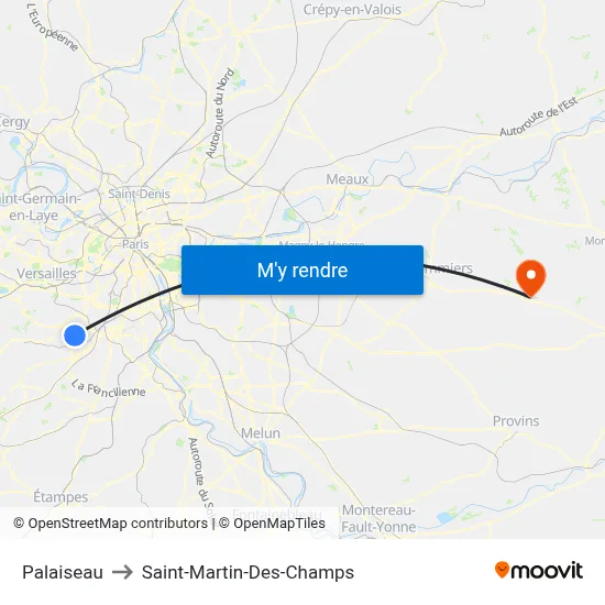 Palaiseau to Saint-Martin-Des-Champs map