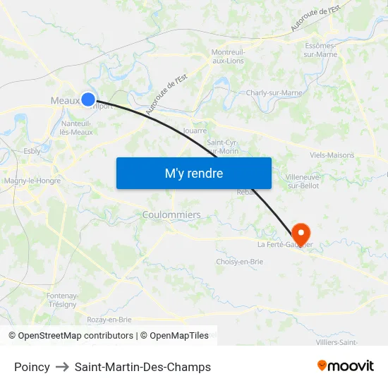 Poincy to Saint-Martin-Des-Champs map