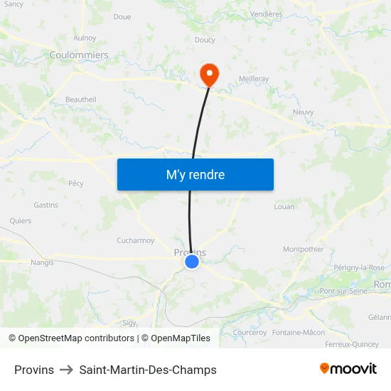 Provins to Saint-Martin-Des-Champs map