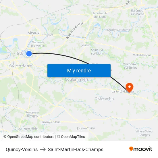 Quincy-Voisins to Saint-Martin-Des-Champs map