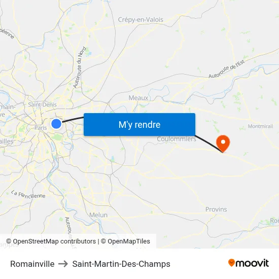Romainville to Saint-Martin-Des-Champs map