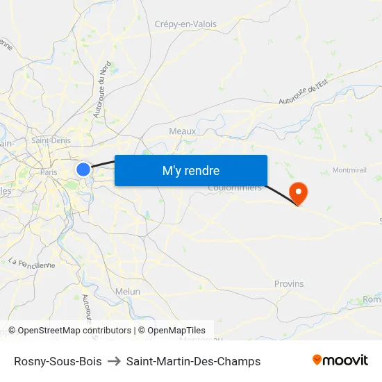 Rosny-Sous-Bois to Saint-Martin-Des-Champs map