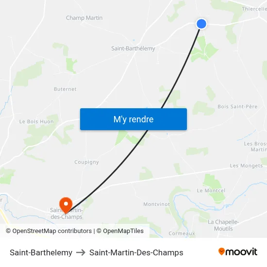 Saint-Barthelemy to Saint-Martin-Des-Champs map
