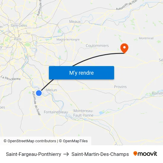 Saint-Fargeau-Ponthierry to Saint-Martin-Des-Champs map