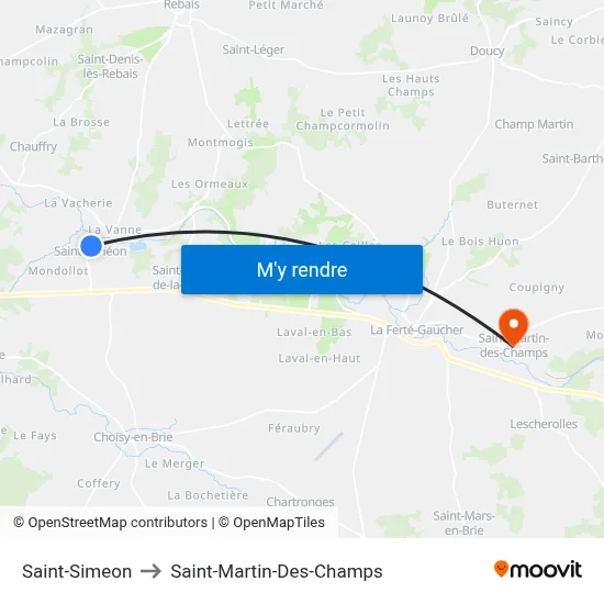 Saint-Simeon to Saint-Martin-Des-Champs map