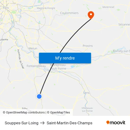 Souppes-Sur-Loing to Saint-Martin-Des-Champs map