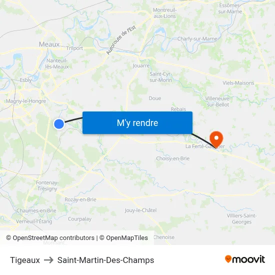 Tigeaux to Saint-Martin-Des-Champs map
