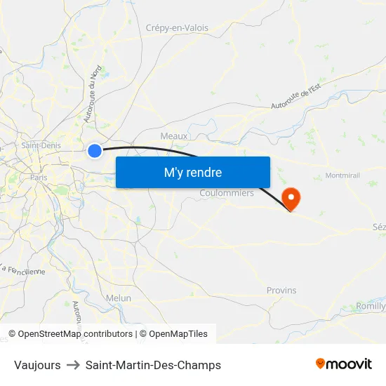 Vaujours to Saint-Martin-Des-Champs map