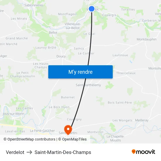 Verdelot to Saint-Martin-Des-Champs map