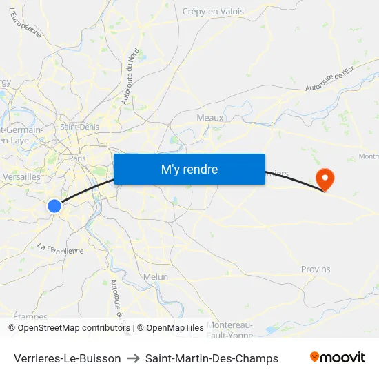 Verrieres-Le-Buisson to Saint-Martin-Des-Champs map