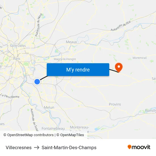 Villecresnes to Saint-Martin-Des-Champs map