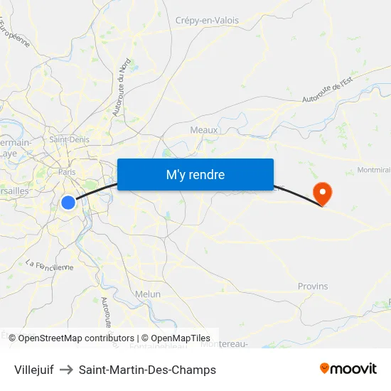 Villejuif to Saint-Martin-Des-Champs map
