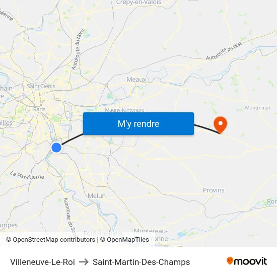 Villeneuve-Le-Roi to Saint-Martin-Des-Champs map