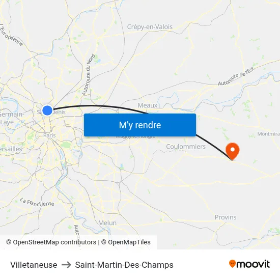 Villetaneuse to Saint-Martin-Des-Champs map
