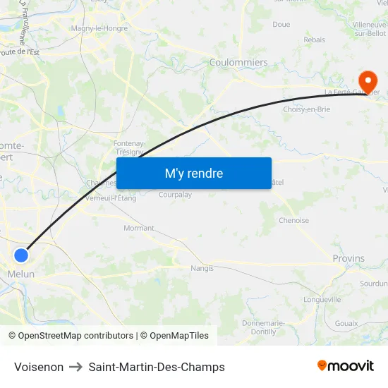 Voisenon to Saint-Martin-Des-Champs map