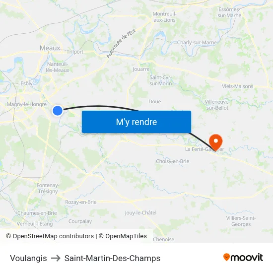 Voulangis to Saint-Martin-Des-Champs map