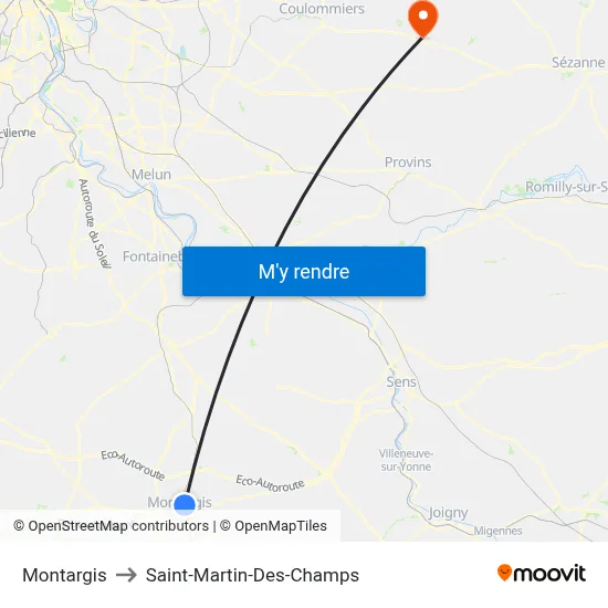 Montargis to Saint-Martin-Des-Champs map