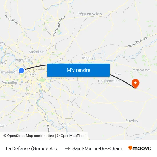 La Défense (Grande Arche) to Saint-Martin-Des-Champs map
