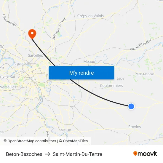 Beton-Bazoches to Saint-Martin-Du-Tertre map