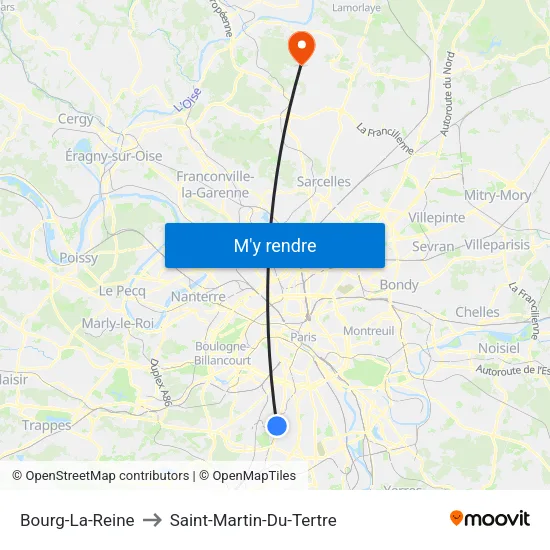 Bourg-La-Reine to Saint-Martin-Du-Tertre map