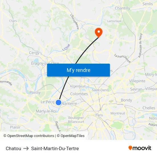 Chatou to Saint-Martin-Du-Tertre map