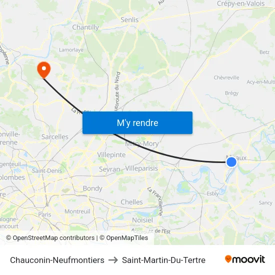 Chauconin-Neufmontiers to Saint-Martin-Du-Tertre map