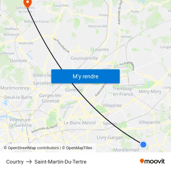 Courtry to Saint-Martin-Du-Tertre map