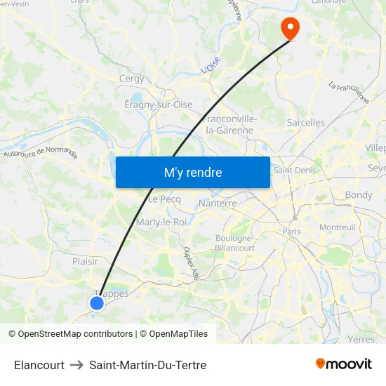Elancourt to Saint-Martin-Du-Tertre map