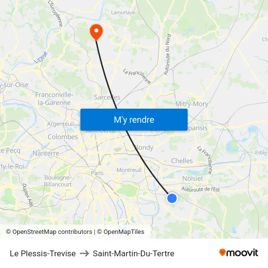 Le Plessis-Trevise to Saint-Martin-Du-Tertre map