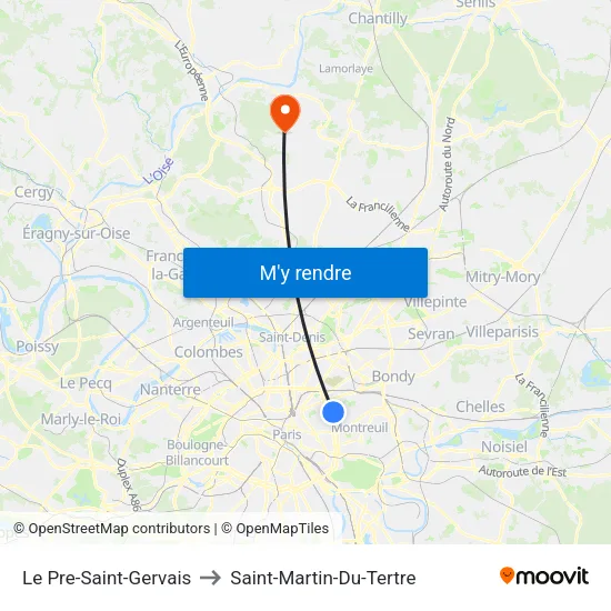 Le Pre-Saint-Gervais to Saint-Martin-Du-Tertre map