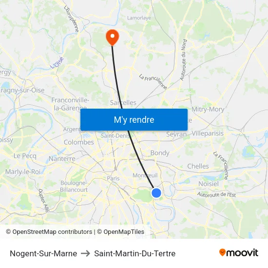 Nogent-Sur-Marne to Saint-Martin-Du-Tertre map