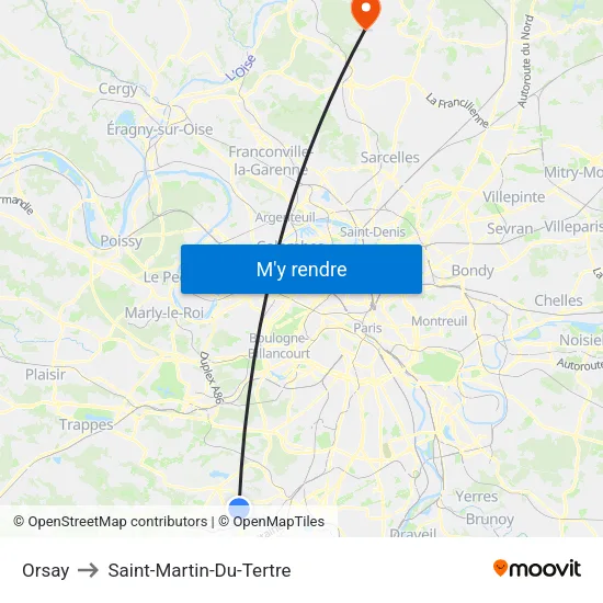 Orsay to Saint-Martin-Du-Tertre map
