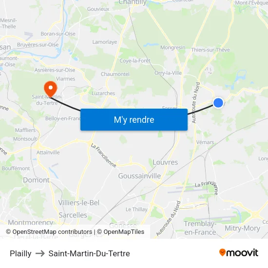 Plailly to Saint-Martin-Du-Tertre map
