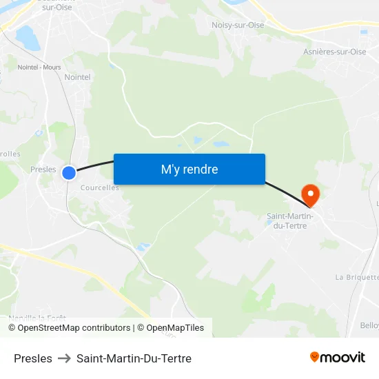 Presles to Saint-Martin-Du-Tertre map