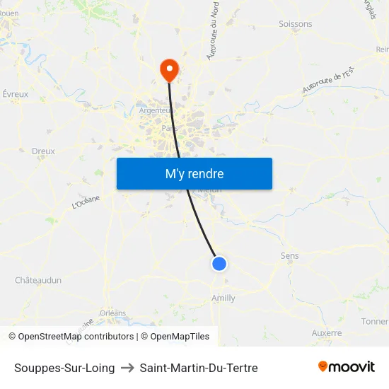 Souppes-Sur-Loing to Saint-Martin-Du-Tertre map