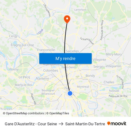 Gare D'Austerlitz - Cour Seine to Saint-Martin-Du-Tertre map