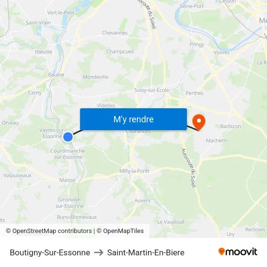 Boutigny-Sur-Essonne to Saint-Martin-En-Biere map