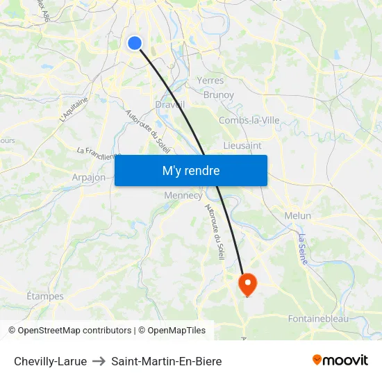 Chevilly-Larue to Saint-Martin-En-Biere map
