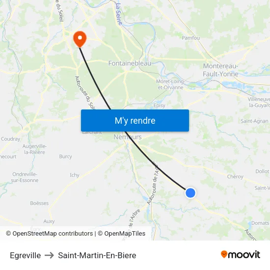 Egreville to Saint-Martin-En-Biere map